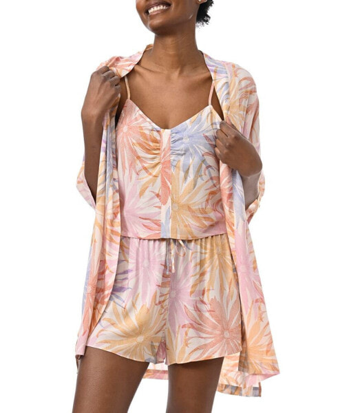 Women's 3-Pc. Robe, Tank Top & Shorts Sleep Set