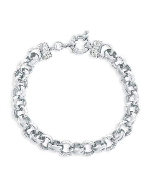 Sterling Silver, Heavy Chain Link CZ Bracelet