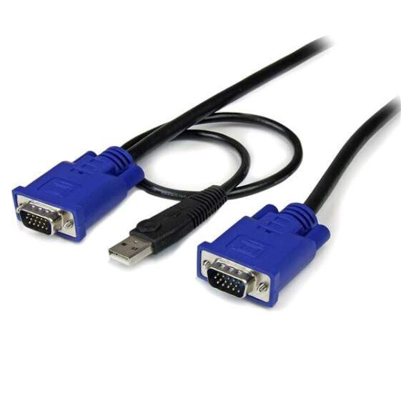 StarTech.com 15 ft 2-in-1 Ultra Thin USB KVM Cable - 4.6 m - VGA - Black - USB - USB A + VGA - VGA