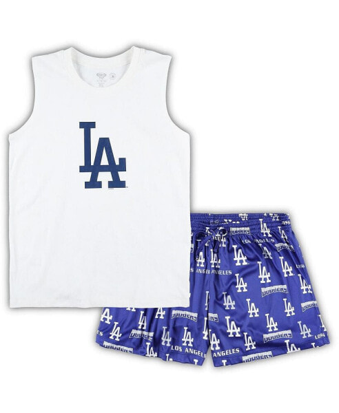 Women's White, Royal Los Angeles Dodgers Plus Size Tank Top and Shorts Sleep Set