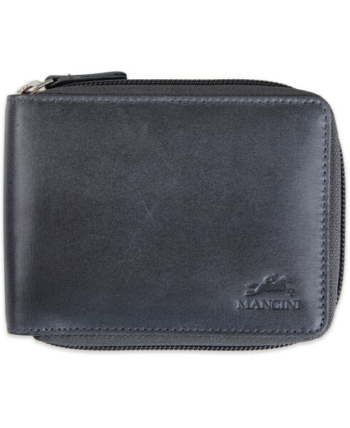 Men's Bellagio Collection Zippered Bifold Wallet with Removable Pass Case