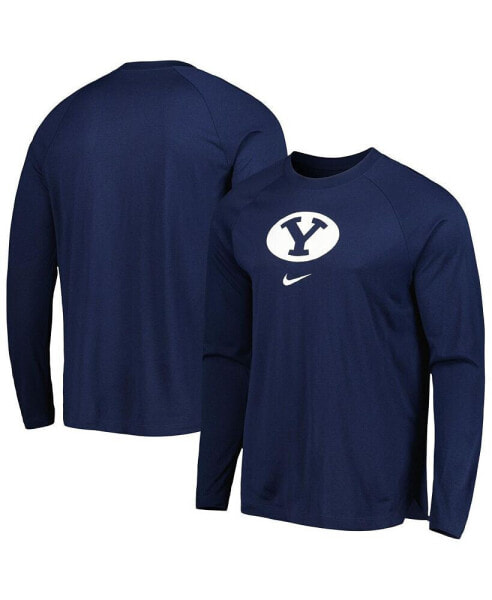 Men's Navy BYU Cougars Spotlight Raglan Performance Long Sleeve T-shirt