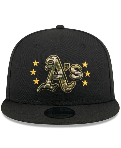 Men's Black Oakland Athletics 2024 Armed Forces Day 9FIFTY Snapback Hat