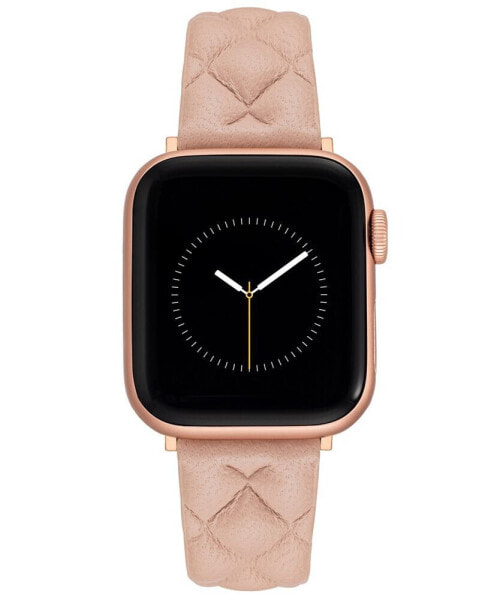 Women's Blush Pink Quilted Genuine Leather Band Compatible with 38/40/41mm Apple Watch