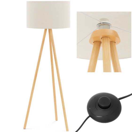 Лампа стоячая напольная с абажуром из ткани E27 148 см от Uniprodo