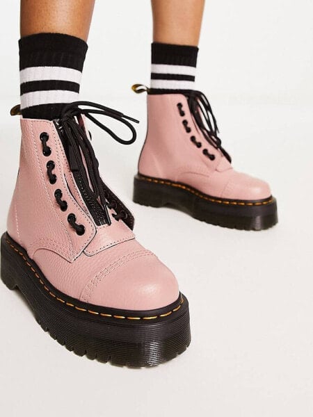 Dr Martens Sinclair flatform boots in peach leather
