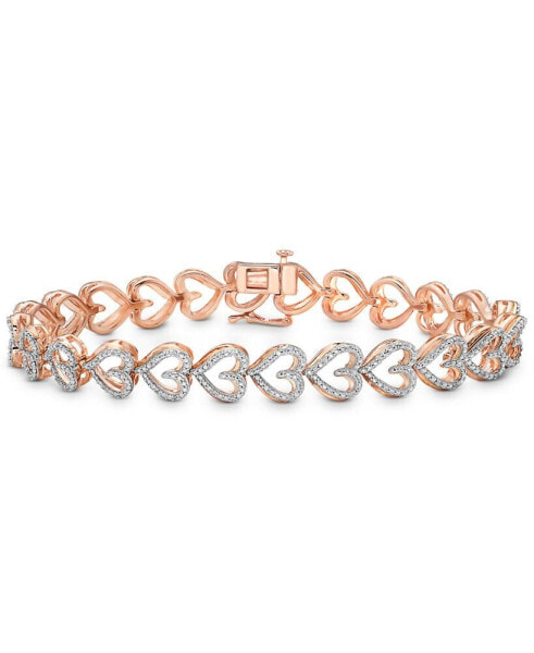 Diamond Pavé Heart Outline Link Bracelet (1/4 ct. t.w.) in 10k Rose Gold