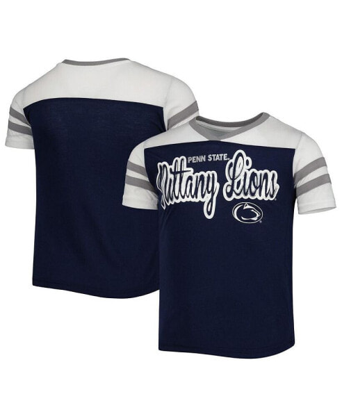 Big Girls Navy Penn State Nittany Lions Practically Perfect Striped T-shirt