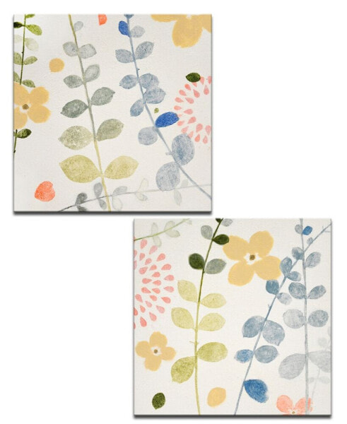 'Dew I/II' 2 Piece Botanical Canvas Wall Art Set, 20x20"