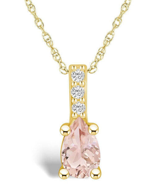 Morganite (3/4 Ct. T.W.) and Diamond Accent Pendant Necklace in 14K Yellow Gold