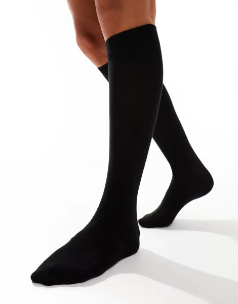 ASOS DESIGN knee high sock in black