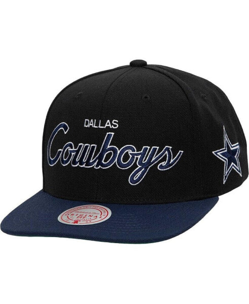 Men's Black, Navy Dallas Cowboys Team Script 2.0 Snapback Hat