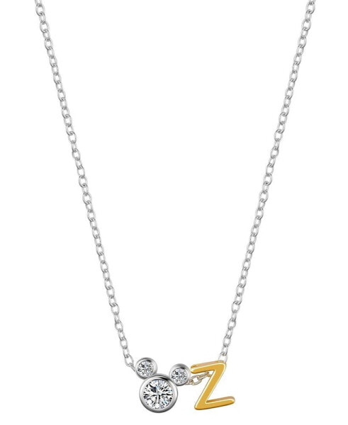 Unwritten Cubic Zirconia Mickey Mouse Initial Pendant Necklace