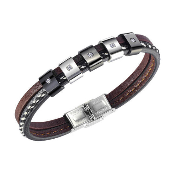 Fashion leather bracelet with steel ornaments Leather