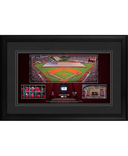 Los Angeles Angels Framed 10" x 18" Stadium Panoramic Collage with a Piece of Game-Used Baseball - Limited Edition of 500
