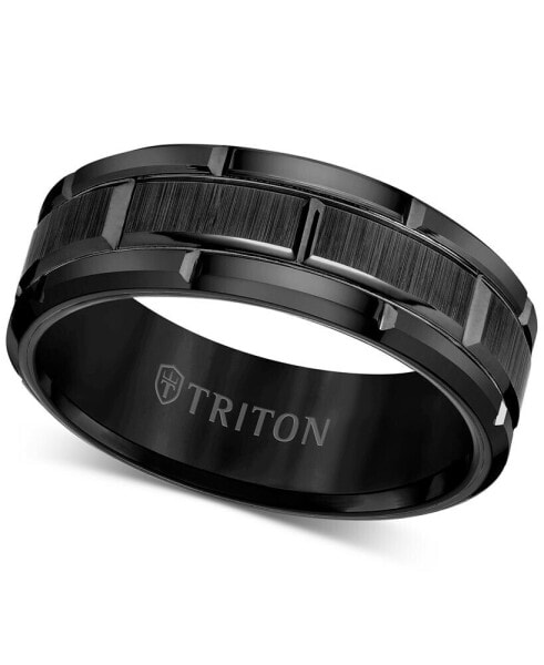 Men's Ring, 8mm Wedding Band in White or Black Tungsten