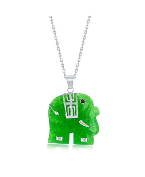 Sterling Silver Elephant-Shaped Jade Necklace