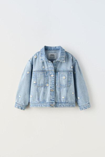 Denim jacket with floral embroidery