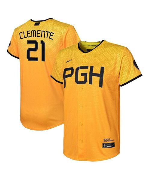 Preschool Boys and Girls Roberto Clemente Gold Pittsburgh Pirates 2023 City Connect Replica Player Jersey