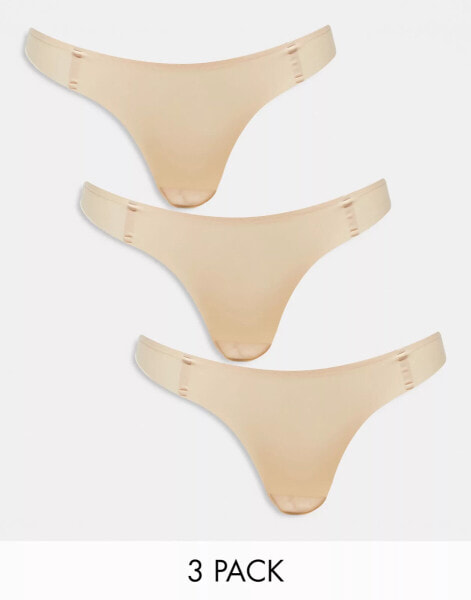 Boux Avenue 3 pack bonded microfibre thong in beige