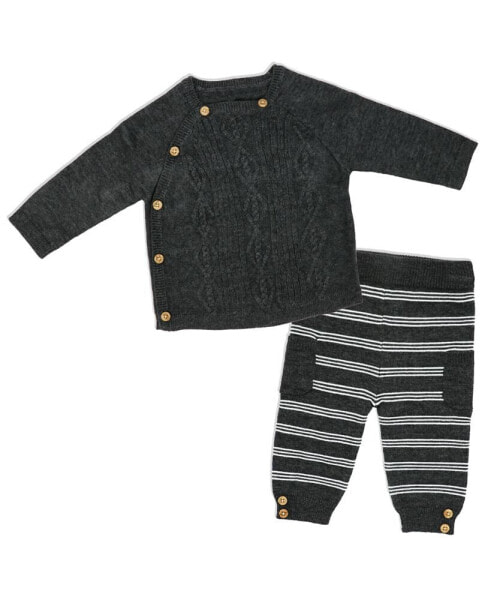Baby Boys Knit Side Button Sweater and Pants, 2 Piece Set