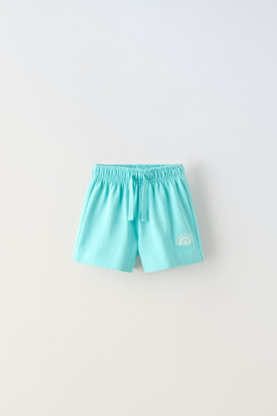 Plush bermuda shorts with embroidery
