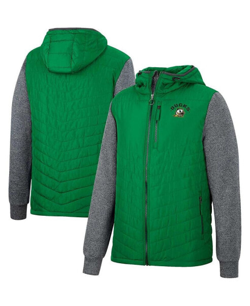 Men's Green, Charcoal Oregon Ducks Course Herringbone Full-Zip Hoodie