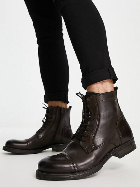 Jack & Jones tall boot in brown 