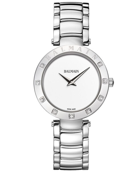 Women's Swiss Balmainia Bijou Diamond (1/10 ct. t.w.) Stainless Steel Bracelet Watch 33mm