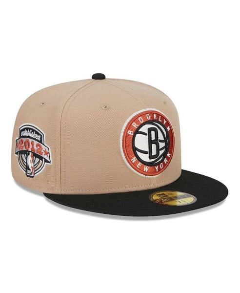 Men's Tan, Black Burnt Orange Logo 2-Tone 59FIFTY Fitted Hat