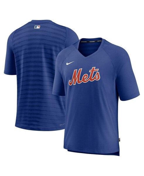 Men's Royal New York Mets Authentic Collection Pregame Raglan Performance V-Neck T-shirt