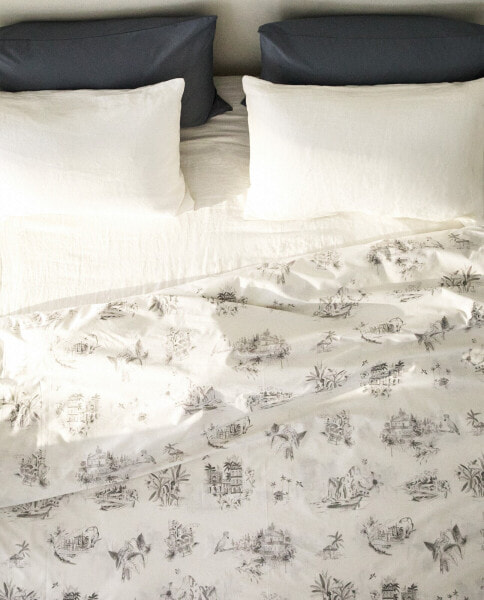 Toile de jouy beach duvet cover