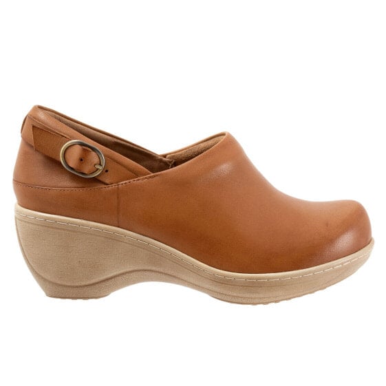 Softwalk Minna S2253-215 Womens Brown Narrow Leather Clog Flats Shoes