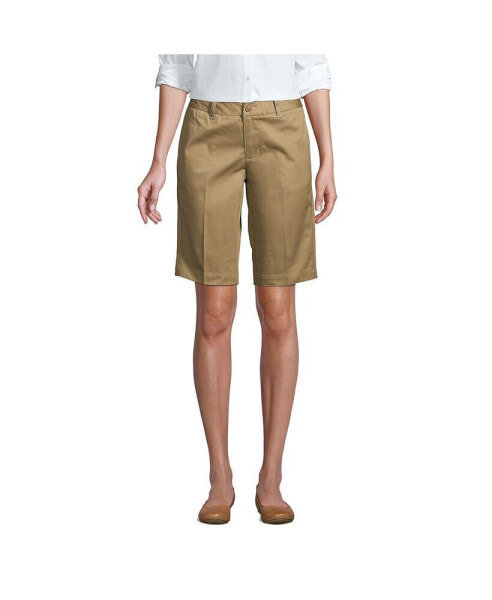 Women's School Uniform Plain Front Blend Chino Shorts
