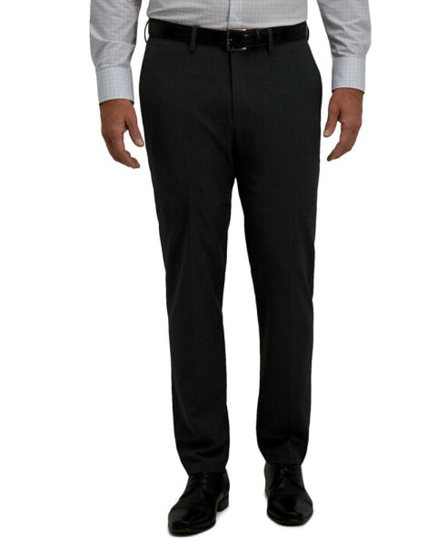 J.M. Men's 4-Way Stretch Glen Plaid Slim Fit Flat Front Dress Pant