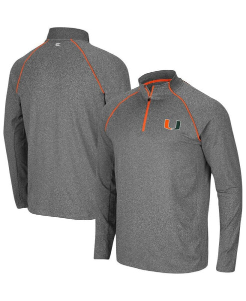 Men's Heathered Charcoal Miami Hurricanes Robert Raglan Quarter-Zip Jacket