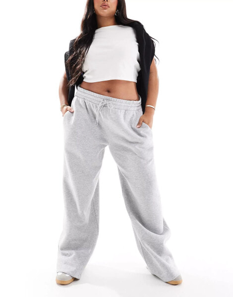 ASOS DESIGN Curve wide leg cocoon jogger in grey marl