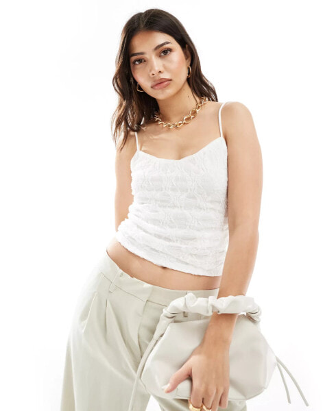 Pull&Bear strappy lace cami in white