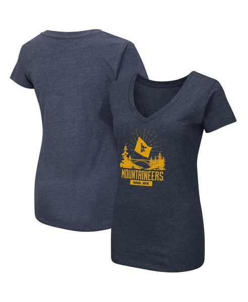 Women's Navy West Virginia Mountaineers Fan V-Neck T-shirt
