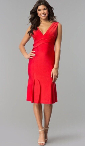 Marina Empire-Waist Short Red Holiday Party Dress Sz. 6 (Red) 152546