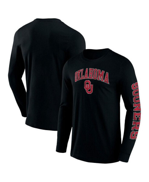 Men's Black Oklahoma Sooners Distressed Arch Over Logo 2.0 Long Sleeve T-shirt