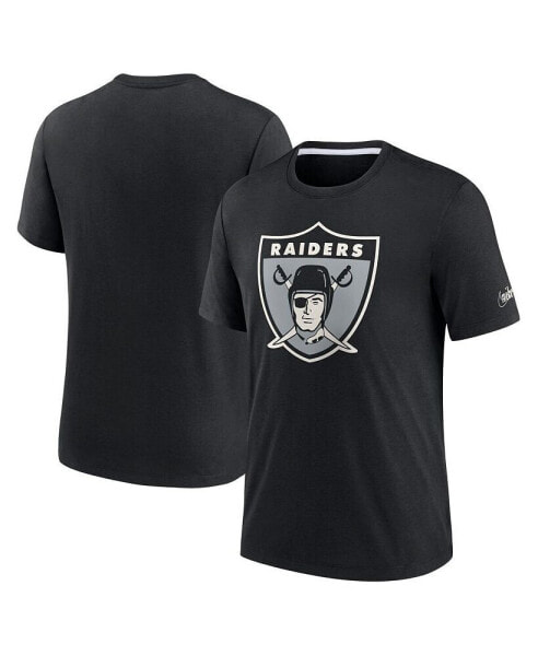 Men's Black Las Vegas Raiders Rewind Playback Logo Tri-Blend T-shirt