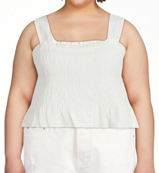 Free Assembly Tank Women's 2XL Snow White Ruffle Trim Square Neck Smocked Top