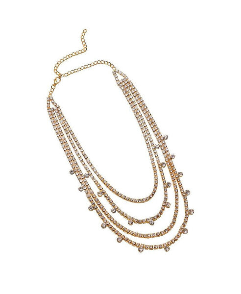 Women's Rhinestone Bling Multi-Strand Necklace