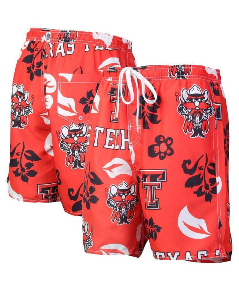 Men's Red Texas Tech Red Raiders Floral Volley Logo Swim Trunks
