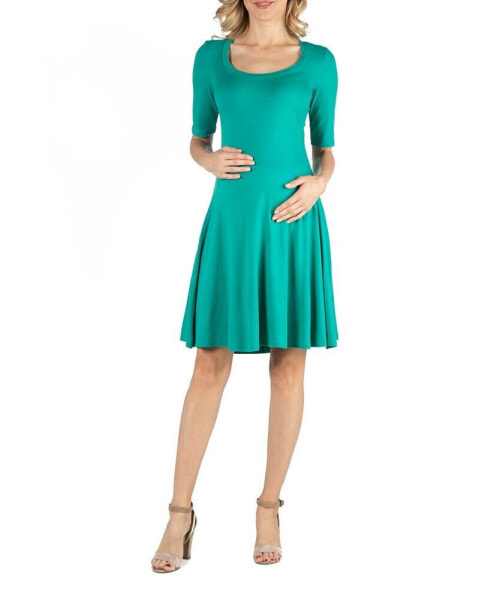 Knee Length A Line Elbow Sleeve Maternity Dress