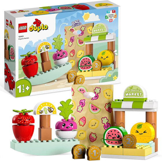LEGO DUPLO 10983 My First Organic Market, Toy Shop Set for Boys and Girls, Educational Toy for Toddlers Aged 1.5 Years and up, Fruit and Vegetable Accessories