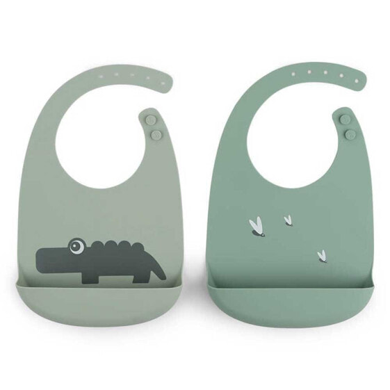 DONE BY DEER Silicone Bib 2 Pack Croco