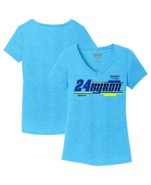 Женская футболка с V-образным вырезом Hendrick Motorsports Team Collection Blue William Byron Tri-Blend