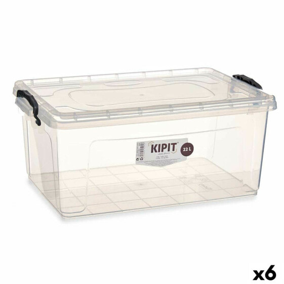 Контейнер для хранения с крышкой Kipit Прозрачный Пластик 22 л 32 x 20,5 x 50 см (6 штук)